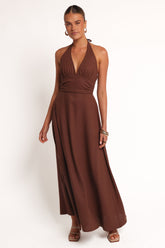 Marie Halterneck Maxi Dress - Chocolate